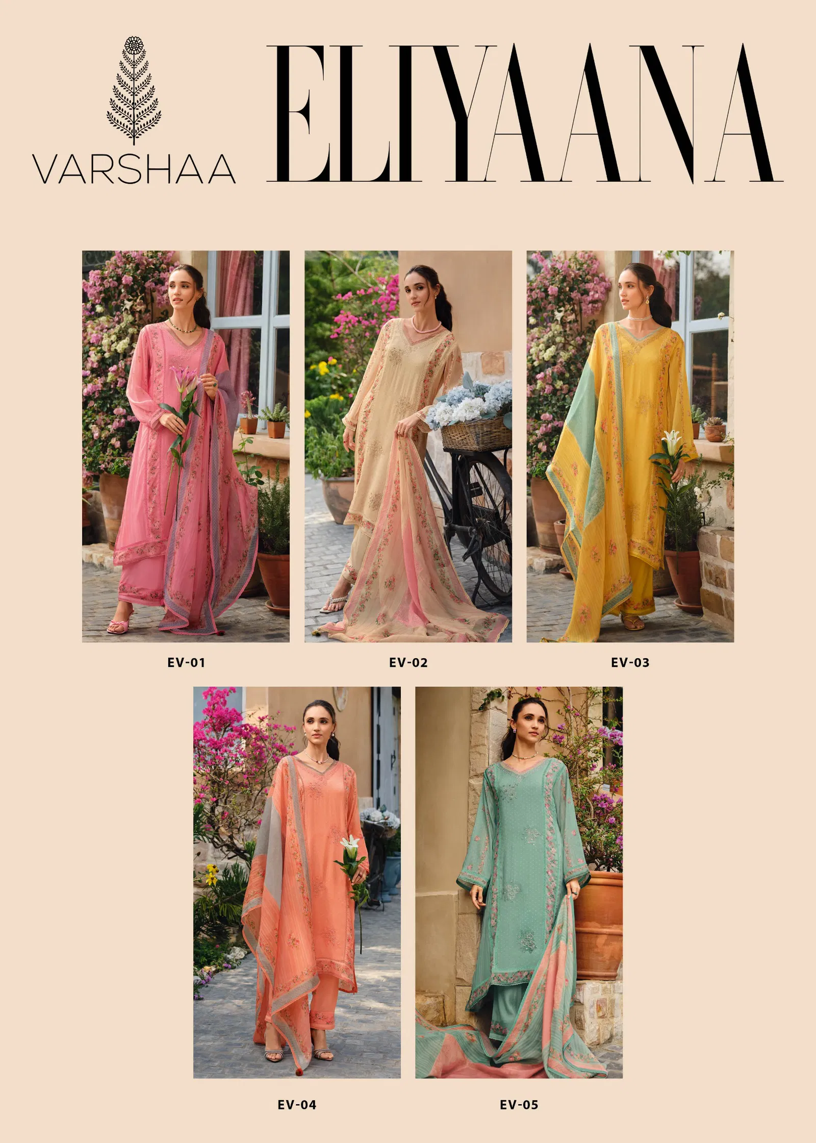Eliyaana By Varsha Viscose Organza Embroidery Salwar Suits Wholesale Online